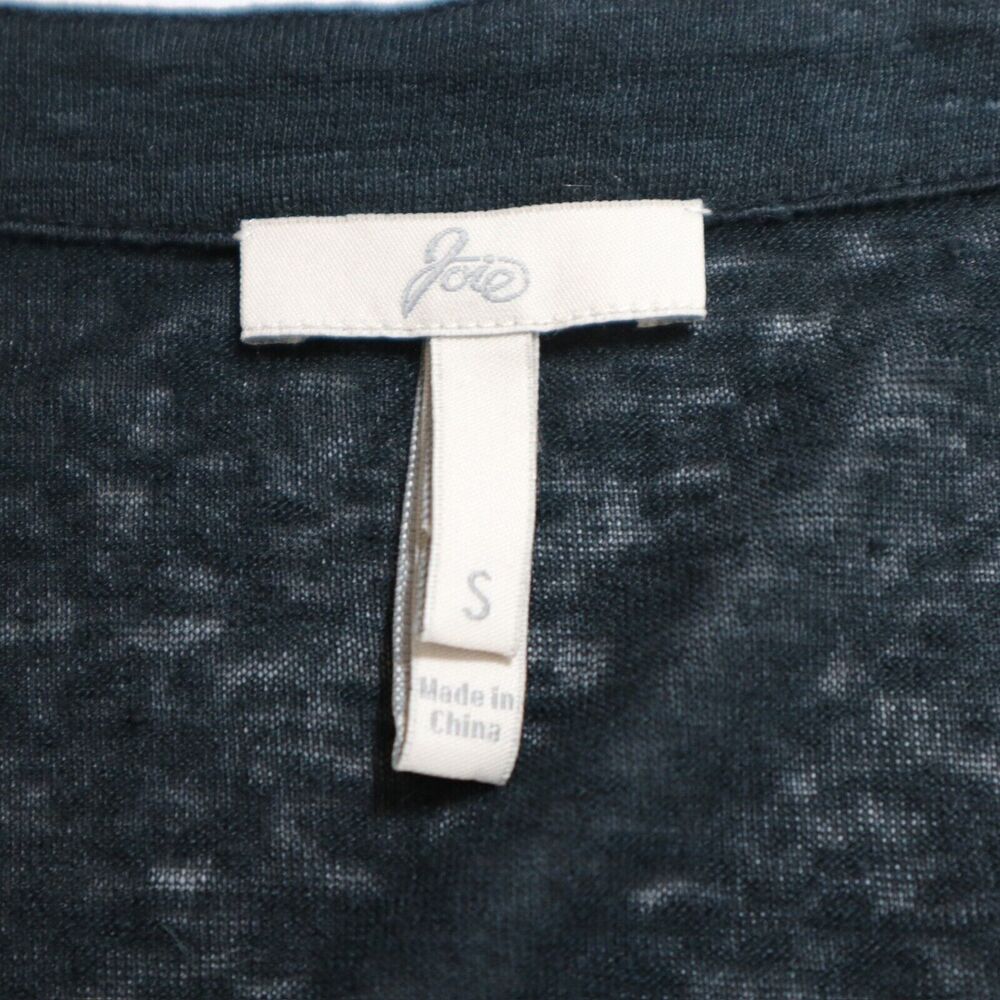 Joie Size S 100% Linen Henley Peasant Blouse Slub Knit Washed Black - Picture 8 of 9